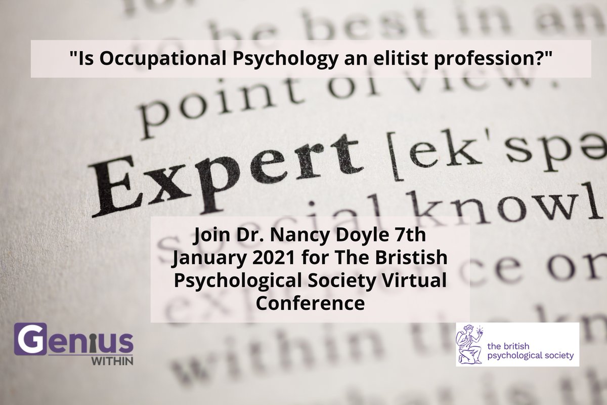 The 7th January is the start of the @BPSOfficial #VirtualConference & the theme is 'Working In Crisis' @NancyDoylePsych is a panellist on  'Is #OccPsych an elitist profession?' Book you place below #WeAreOccPsychs 

bps.org.uk/events/divisio…