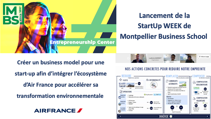 pchiambaretto's tweet image. C'est le lancement de la nouvelle édition de la Start Up Week de @Montpellier_BS! Une édition 100% en ligne coorganisée par le @MBS_ECenter et la @ChairePegase en partenariat avec @airfrance avec le soutien de V. Etchebehere. Objectif: accélérer sa transition environnementale!