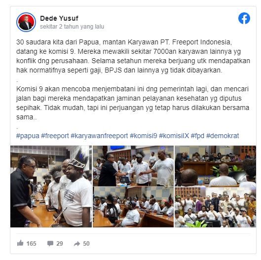 Vespamogok2's tweet photo. Bu felly runtuwene @KomisiIX pak @dedeyusuf_1 ingat janji nya pak-bu kpd 8300 buruh freport. Apa 2 periode ketua komisi IX DPR RI tidak punya marwah utk berbicara ke pihak yg terkait?
#HAMPapua #KorbanPHKIlegalFreeport @DPR_RI @KemnakerRI @jokowi @KomnasHAM https://t.co/1LWOAtXO8c