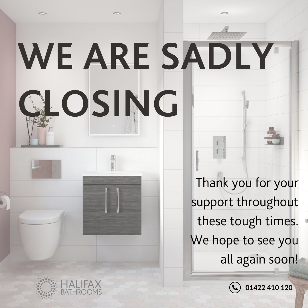 Our showroom will unfortunately be closing until further notice.  We would like to say thank you for all the support we have had so far in these crazy times. 

We will look forward to welcoming you all back as soon as we can.

Stay safe everyone, Halifax Bathrooms 💙