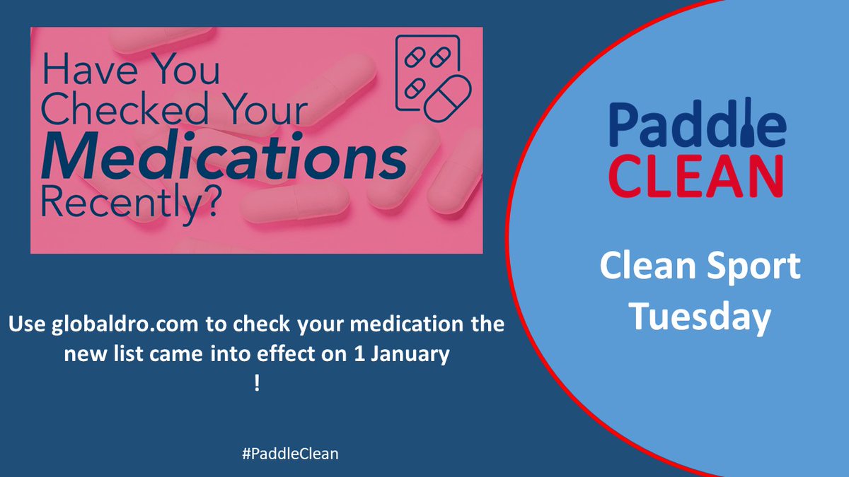 paddle_uk's tweet photo. The new WADA Prohibited list came into effect 1 January ....have you checked your medication recently using https://t.co/92GZHepe1O?
#CleanSportTuesday #PaddleClean
https://t.co/MDSPeGe97q https://t.co/K0k57VE5Iv