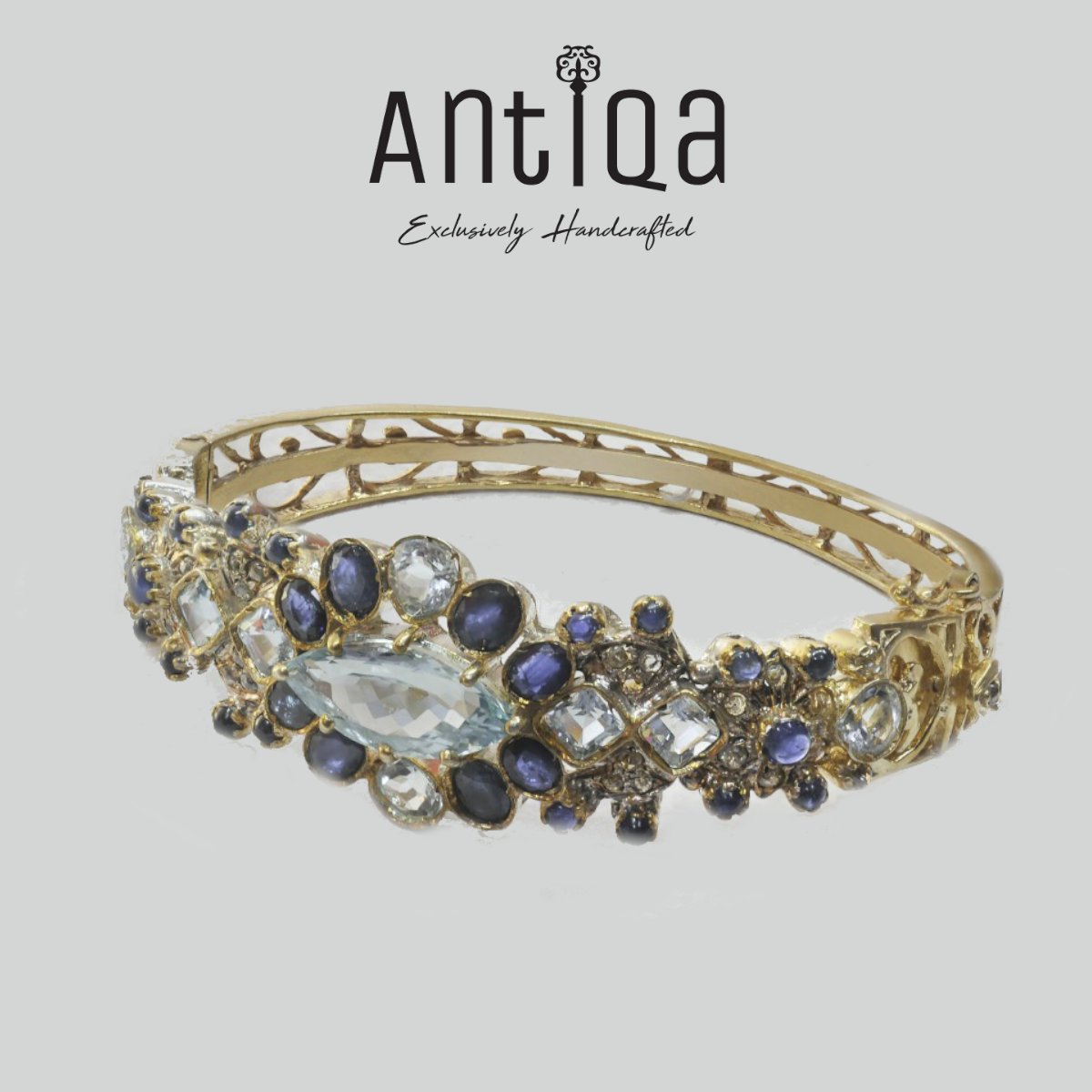 Antiqa presents exclusively handcrafted victorian style bracelet studded with Aquamarine, Blue sapphire & Diamonds.

For enquiries:
Email: antiqa699@gmail.com
Visit us at antiqa.in

#antiqa #handcrafted #exclusive #silversterling #silverbracelet #bracelet