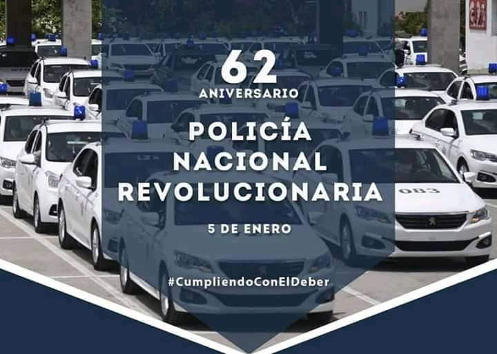 Felicidades para aquellos hombres y mujeres que integran las filas de la Policía Nacional Revolucionaria. Ya suman 62 años preservando el orden y la tranquilidad de nuestro pueblo.  #CumpliendoConElDeber