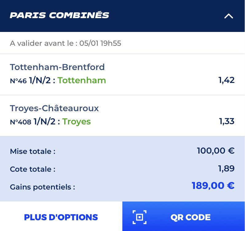HPRONOSTISC's tweet image. Voilà le Prono du jour les amis,
Victoire de Tottenham✅
Victoire de Troyes✅ 
En attendant demain de quoi ce mettre des vrais pronos sous la dents