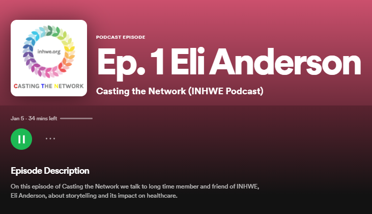 INHWE_Network's tweet photo. On this episode of Casting the Network we talk to long time member and friend of @INHWE_Network, Eli Anderson, about #Storytelling and its impact on #Healthcare. The podcast is available on Spotify, Apple and Google Podcast platforms: https://t.co/xIdmAxgW7N #MedEd https://t.co/QxQyV5y1QX