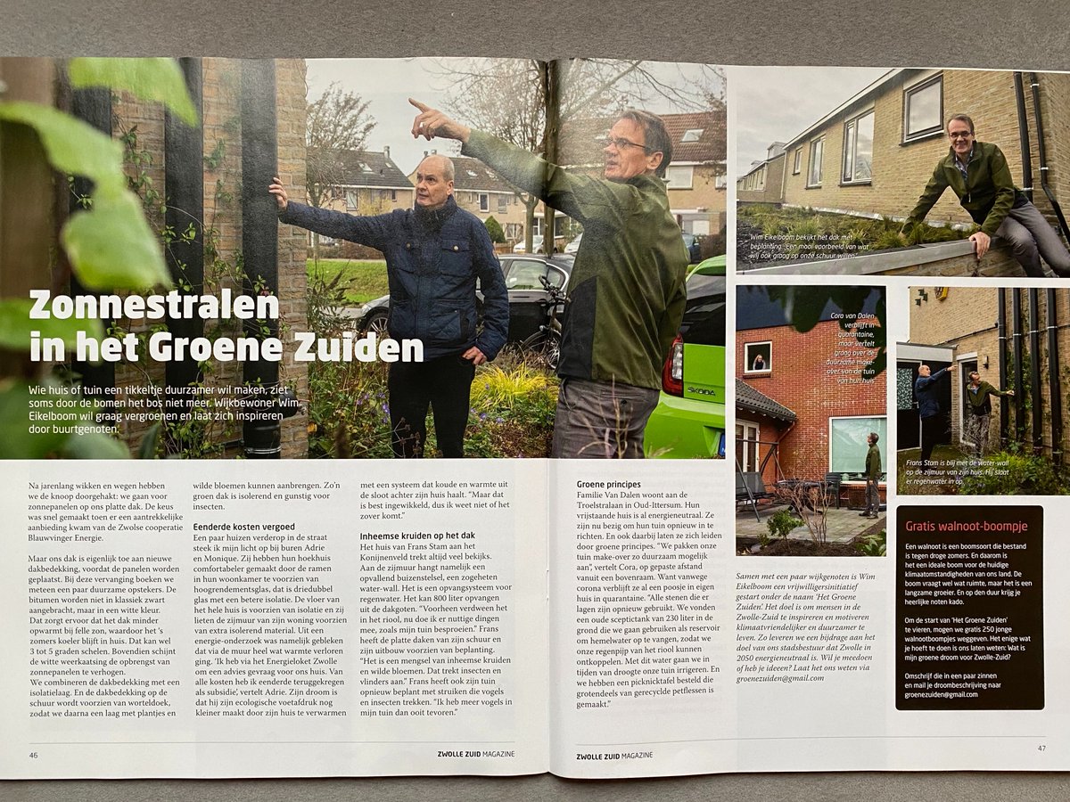In het nieuwe Zwolle Zuid Magazine twee pagina's over Het Groene Zuiden, waarin <a href="/boomeik/">Wim Eikelboom</a> zich laat inspireren door buurtgenoten: