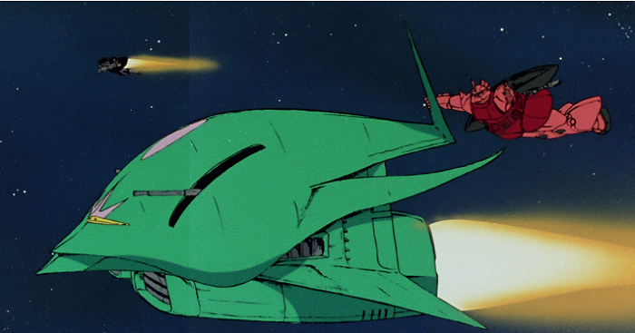 テレビ版『ガンダム』第40話では、破損したシャア専用ゲルググを曳航