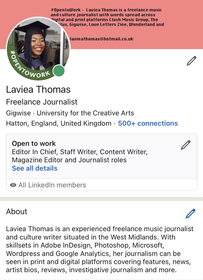 Hello lovely people of twitter, ya girl is looking to find herself a job in journalism this year. 

I have experience in both print and digital platforms, artist bios, features, news, interviews, culture and editorial. 

I’m also great company :))) if you could reshare please X X