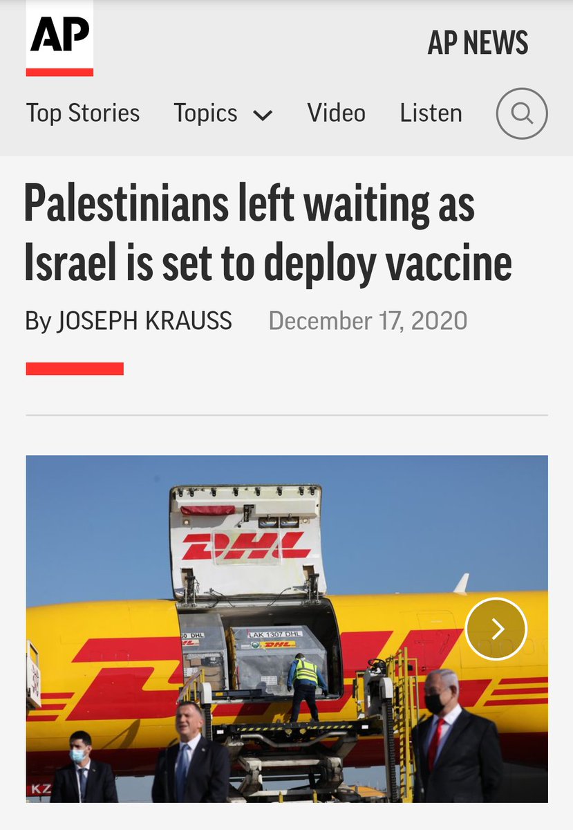 Israel excluding Palestinians from  #COVID19 vaccine rollout? Answer is 𝗡𝗢! Here's the chronology of how reality is engineered. 1ˢᵗ to set the ranting tone was  @AP's Middle East bloke  @JosephKrauss who tendentiously reported¹ how Palestinians are excluded from Israel's vaccine.
