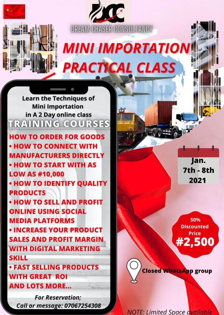 Importation business іѕ а vеrу lucrative business аnd іt hаѕ thе ability tо get уоu rich quick!If you're interested to join my mini importation group then join with WhatsApp Link below  https://chat.whatsapp.com/J97JjujsPB0GkqhuFr5O9F