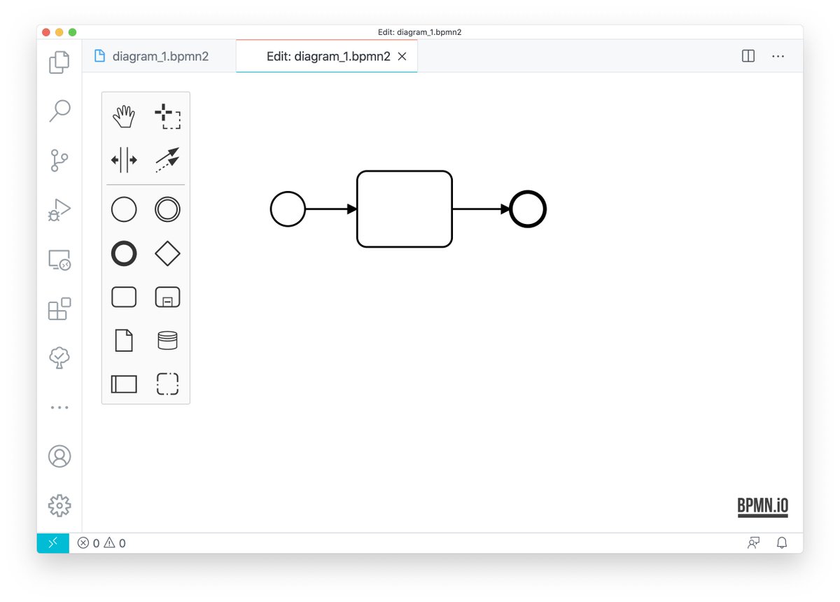 Version 0.10 of the <a href="/bpmn_io/">bpmn.io</a> VS Code plugin is available to download from the marketplace. It now includes support for .bpmn2 files and it was upgraded to the latest bpmn-js@8 version.

Check it out: github.com/bpmn-io/vs-cod…