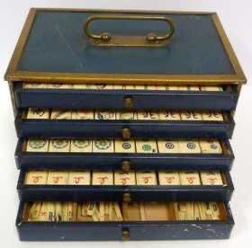 Apparently the first Mahjong sets sold in the U.S. were sold by Abercrombie & Fitch starting in 1920. "The company’s co-owner, Ezra Fitch, sent buyers to remote Chinese villages to buy up every mahjong game they could find to send back to Abercrombie & Fitch."