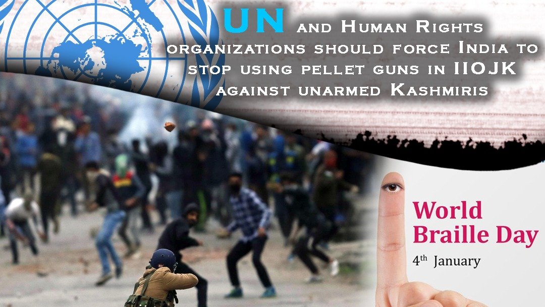 isc_issi's tweet photo. Use of pellet guns against unarmed civilian protestors in Kashmir needs to stop!
#BrailleDay #IIOJK #4thJan https://t.co/QQ4WiRfI5l