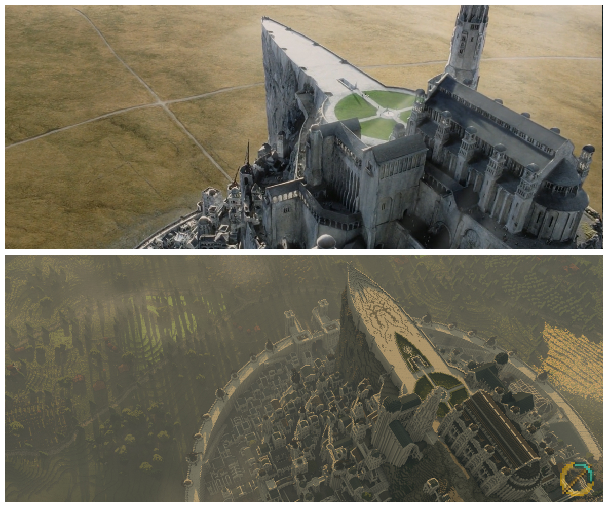 MinecraftMiddleEarth on X: Originally planned with PINK (yes you heard  that right!) wool, our Minas Tirith now stands tall over the land of  Gondor. Thankfully it's appearance is now so similar to