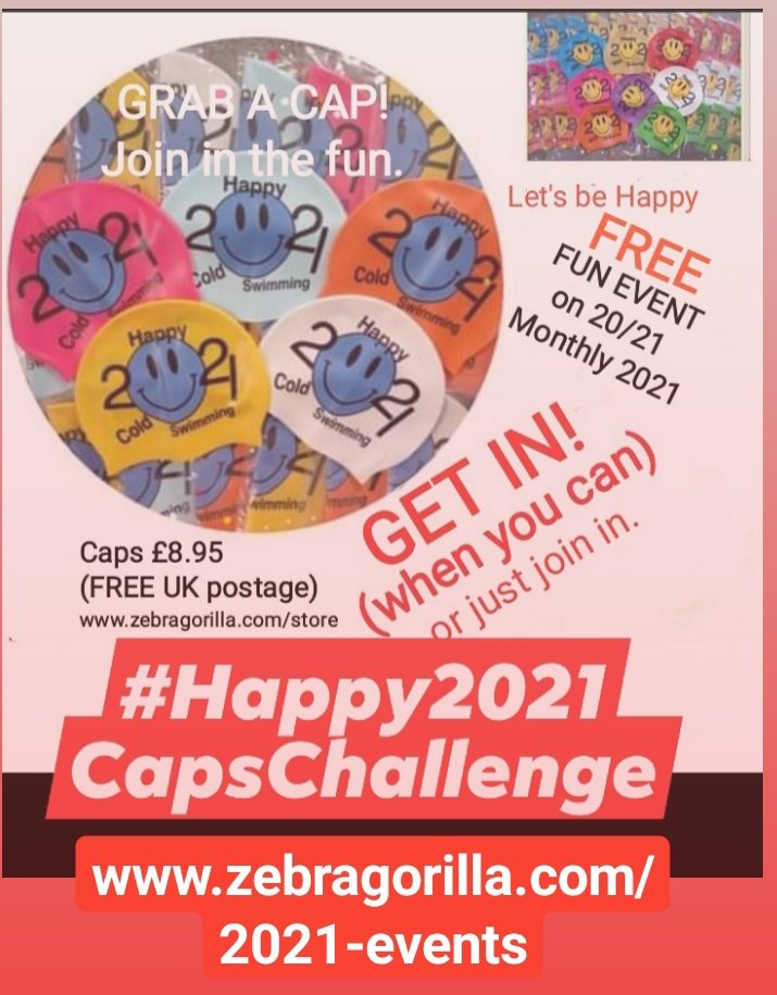 Restrictions still allow FREE fun so join in #Happy2021CapsChallenge See zebragorilla.com/2021-events #freeevent #happyswimming #2021swimming #swimcaps #smiles #swimming 
<a href="/ZebraGorillaCom/">Zebragorilla</a> @altern8ives @coldswimming