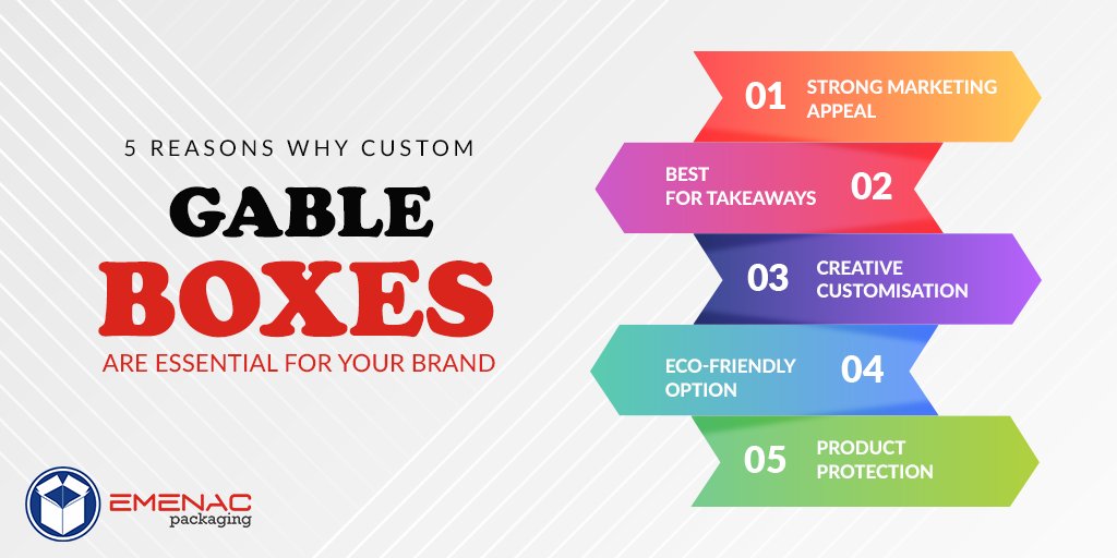 EmenacPackUK's tweet image. #CustomGablePackaging are designed to make your product look good, allowing more accessibility to the user. This infographic showing 5 Reasons why Custom Gable Boxes are Essential for your Brand.

#GablePackaging #GableBoxes #Packagingdesign #Custompackaging