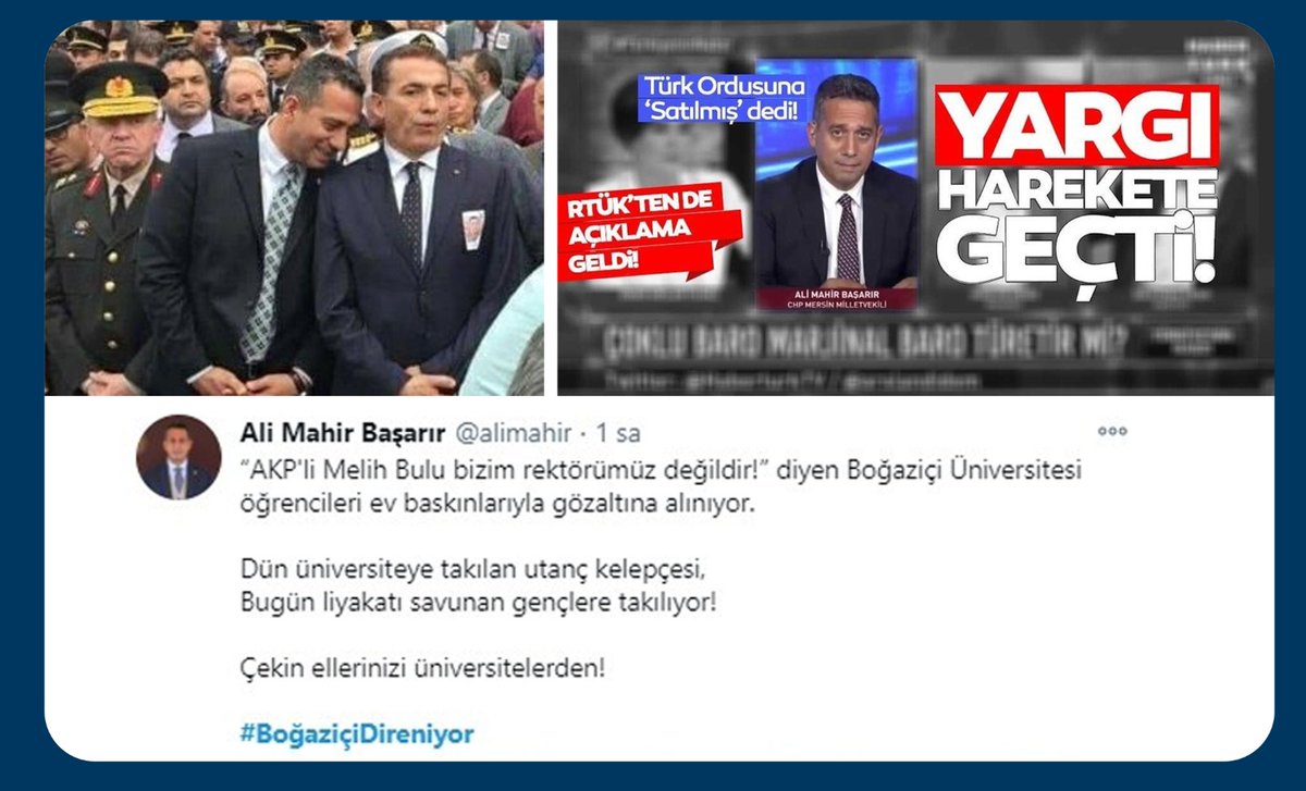 PKK tarafından Şehit edilen P. Er Mustafa Korkmaz'ın cenazesinde gülen CHP'li Ali Mahir Başarır, Türk Ordusuna "Satılmış" deme cüretini de göstermişti, şimdi de Boğaziçi provokasyonunda sahnede!

#KampüslerdenEliniÇekCHP