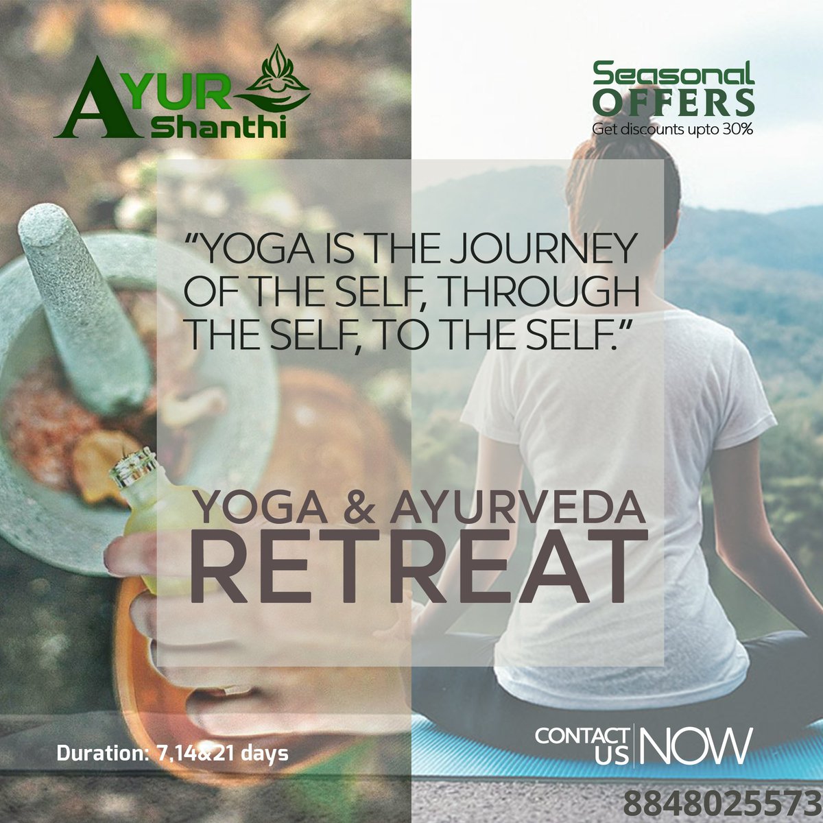 Yoga &amp; Ayurveda Retreat in Kerala at ayurshanthi with seasonal offer. Book Now!! Hurry UP!!

For More Information
Call Now : 8848025573
E-mail id : ayurshanthism@gmail.com
Website : ayurshanthi.com

#Ayurveda #Yoga #Retreat #Kerala #Ayurshanthi #DiscountPrices #Seasonal