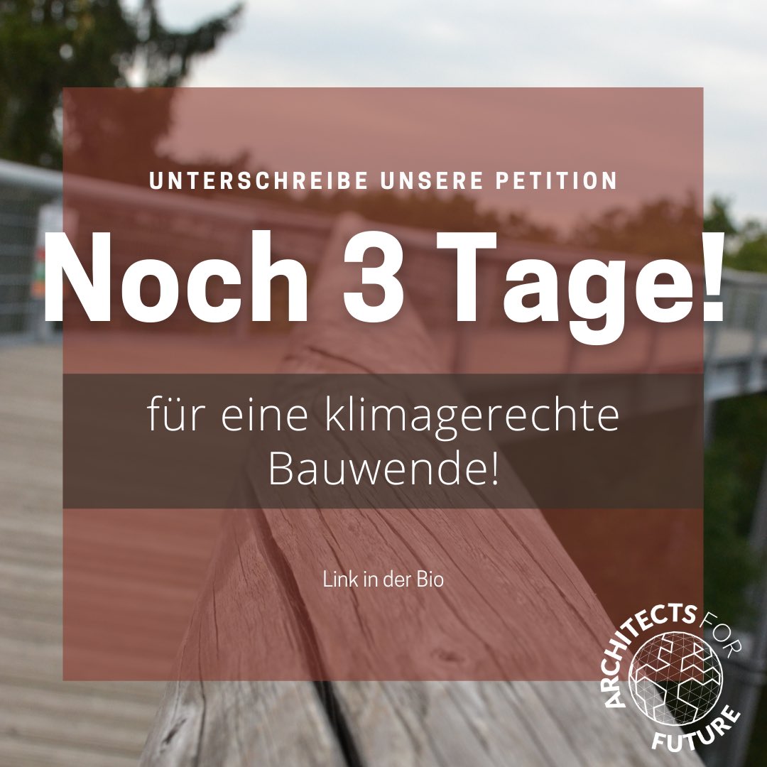 ‼️Der Countdown läuft‼️

3️⃣Tage und ein paar Stunden bleiben um die 5️⃣0️⃣0️⃣0️⃣0️⃣ Unterschriften zusammen zu bekommen! 

💚 Wir brauchen euch! 🚀💪🏼💫

Unterschreibt für e klimagerechte, ökologisch + sozial nachhaltige
➡️✍🏼 bit.ly/bauwendejetzt 

<a href="/sciforfuture/">Scientists for Future 🇩🇪 (stillgelegt)</a> <a href="/FridayForFuture/">Fridays for Future Germany</a>