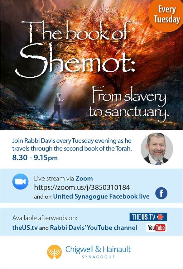 Join <a href="/ChigShul/">ChigShul</a>'s Rabbi Boruch Davis for his new series exploring the Book of Shemot, titled 'From Slavery to Sanctuary'. The series begins tonight at 8.30pm, live on Zoom and on the United Synagogue Facebook page.