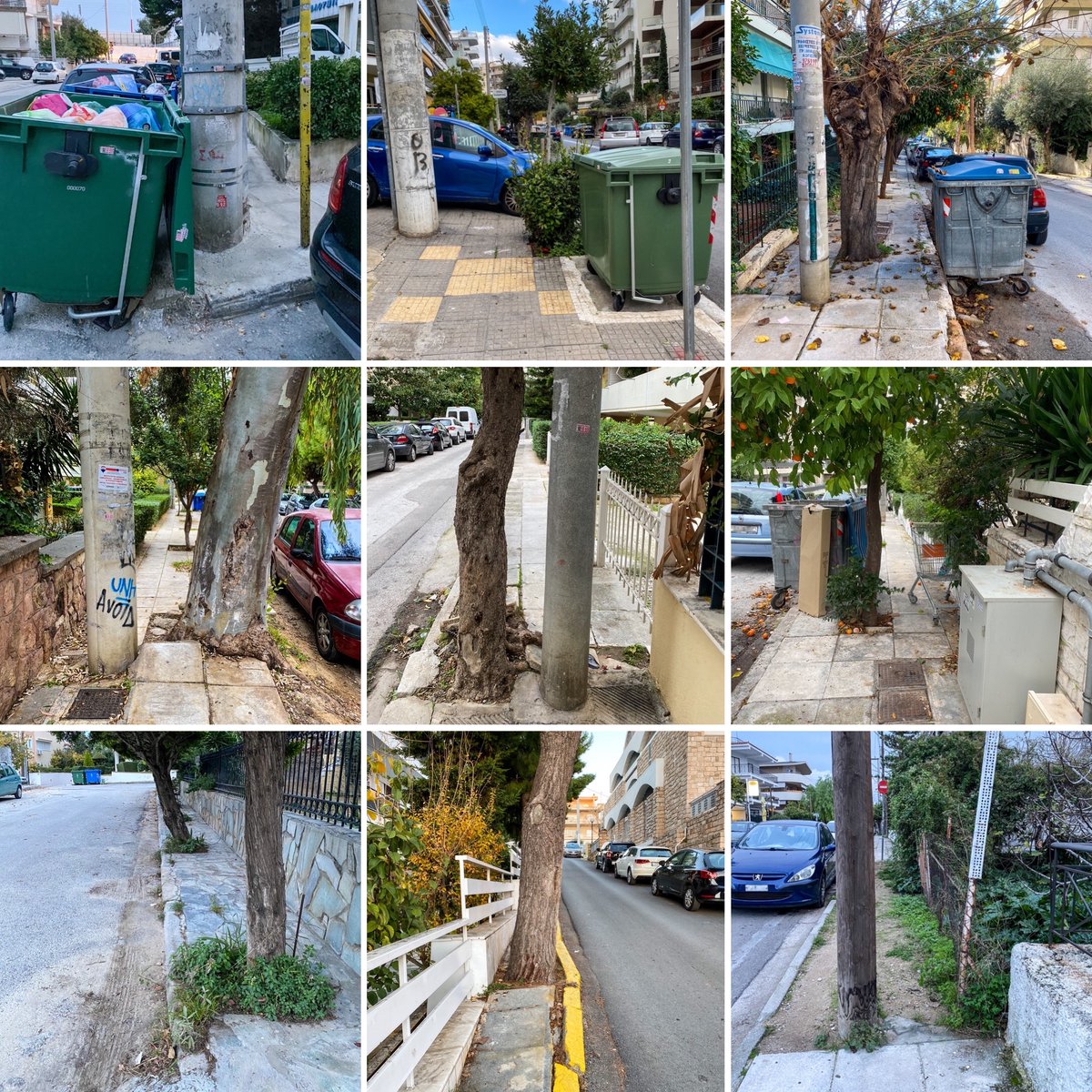 And, of course, these obstacles exist alongside others (e.g. trees, poles, etc.). Combined, they are a formidable barrier—like a poorly played game of Tetris. The committed pedestrian might pull off the slalom required, but most will simply walk on the street. Easier that way.