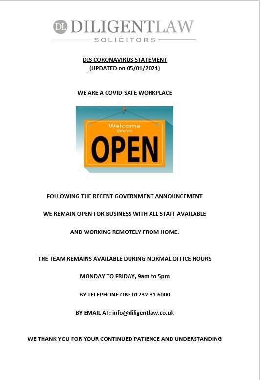 DiligentLaw's tweet photo. We are still open for business. Please see our updated Coronavirus Statement https://t.co/1x87Xgvsds