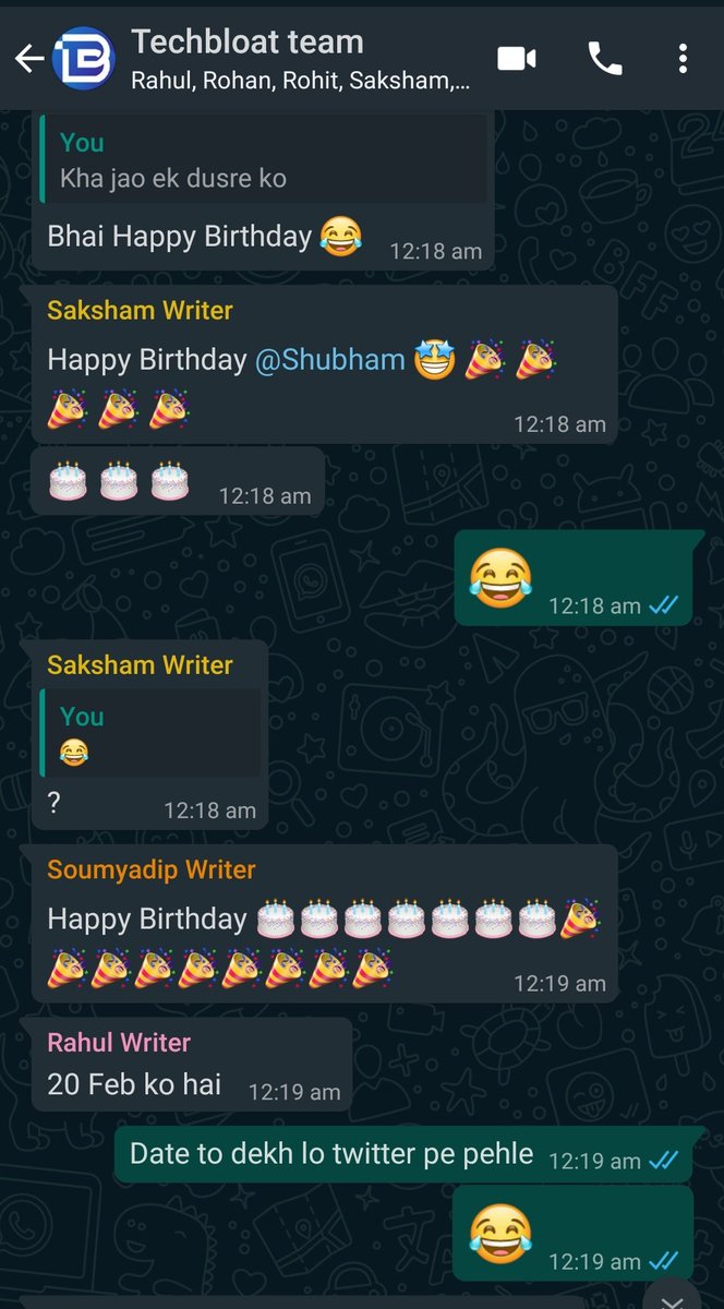 shubhamdutt13's tweet image. When your team has a bunch of funny guys 🤣🤣
This is nothing, We have these fun conversations everyday ( beside work).
I love these people 🌸😍

@sakshambhatia34 @TechAirSD @Rohan_Kankarwal @s1d_h3art @RohitWahwal @RahulDSharma

#Techbloat