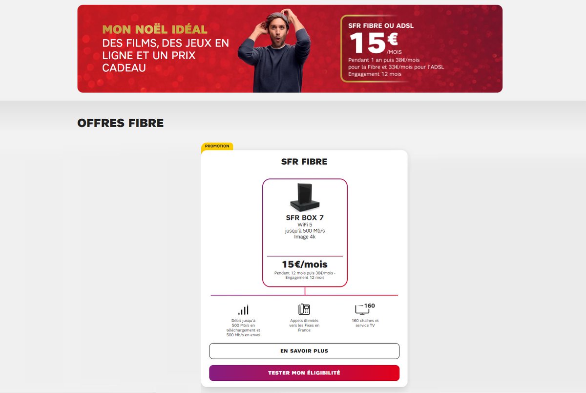 Frandroid's tweet image. Avec cette offre de Noël, la Fibre est à seulement 15 euros par mois 👉 frandroid.com/bons-plans/817… #BonPlan