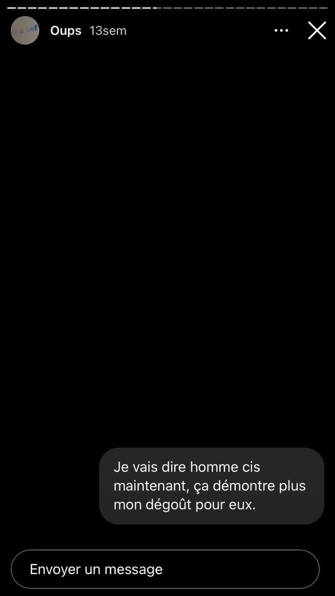 Ex 2: j’ai trouvé sur insta le compte d’une meuf féministe qui était vraiment dans l’extreme, dans ses storys à la une elle insultait les hommes et les hétérosexuels, et soi disant elle ne « débattait pas en mp » on se demande pourquoi Leurs états d’esprit c’est la haine