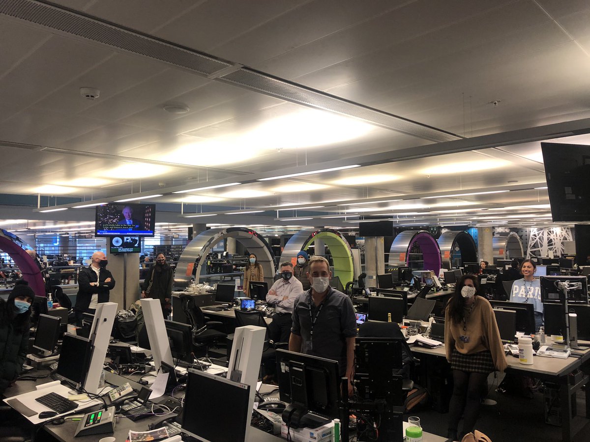 rachelburden's tweet photo. Just a few of the team behind the scenes at @BBCBreakfast who are pedalling away to keep those of us on the sofa on air and up to date. A huge thanks to all our colleagues and especially those working over Christmas. 👏👏👏 https://t.co/mnS0XSD4tE