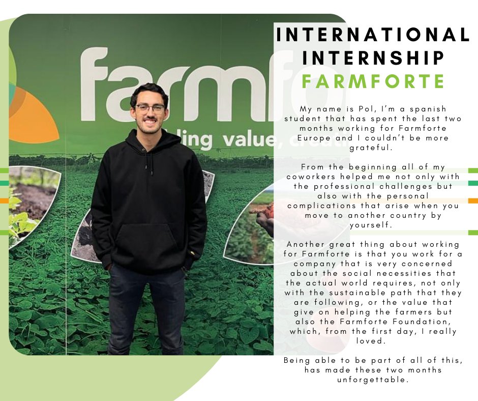FarmforteE's tweet photo. Meet Pol, an international intern at Farmforte Europe. Pol did an internship for two months at Farmforte Europe. Check his story in the post below! 
.
.
.
.
 #International #Internship https://t.co/rh0UUYfcVZ