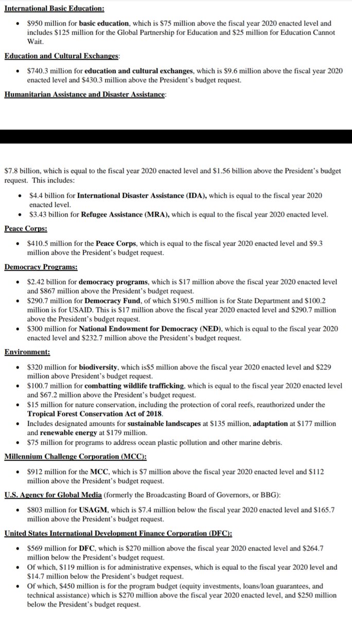 Additional facts about what House GOP want to renegotiate:-totals $55.5B, $10.8B more than Trump request-just under 4% of all FY21 disc spending-most is not direct foreign aid; it's funding for  @StateDept,  @USAID and multilateral orgs-bumping checks to $2K would cost ~$370B