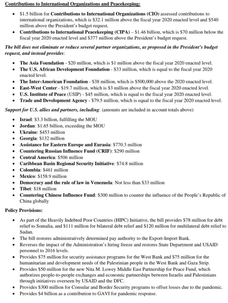 Additional facts about what House GOP want to renegotiate:-totals $55.5B, $10.8B more than Trump request-just under 4% of all FY21 disc spending-most is not direct foreign aid; it's funding for  @StateDept,  @USAID and multilateral orgs-bumping checks to $2K would cost ~$370B