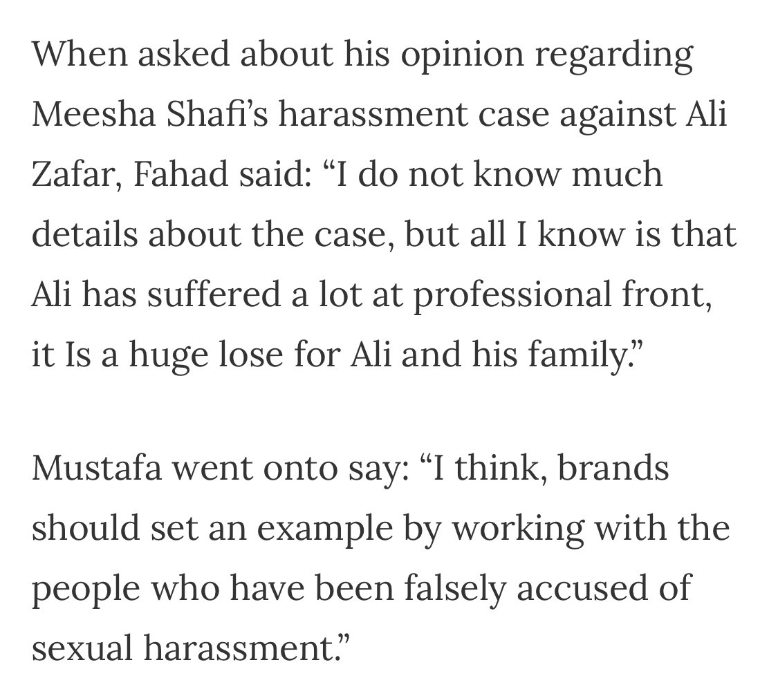 This is Fahad Mustafa, the producer of this show. Someone who encourages brands to work with alleged harassers.