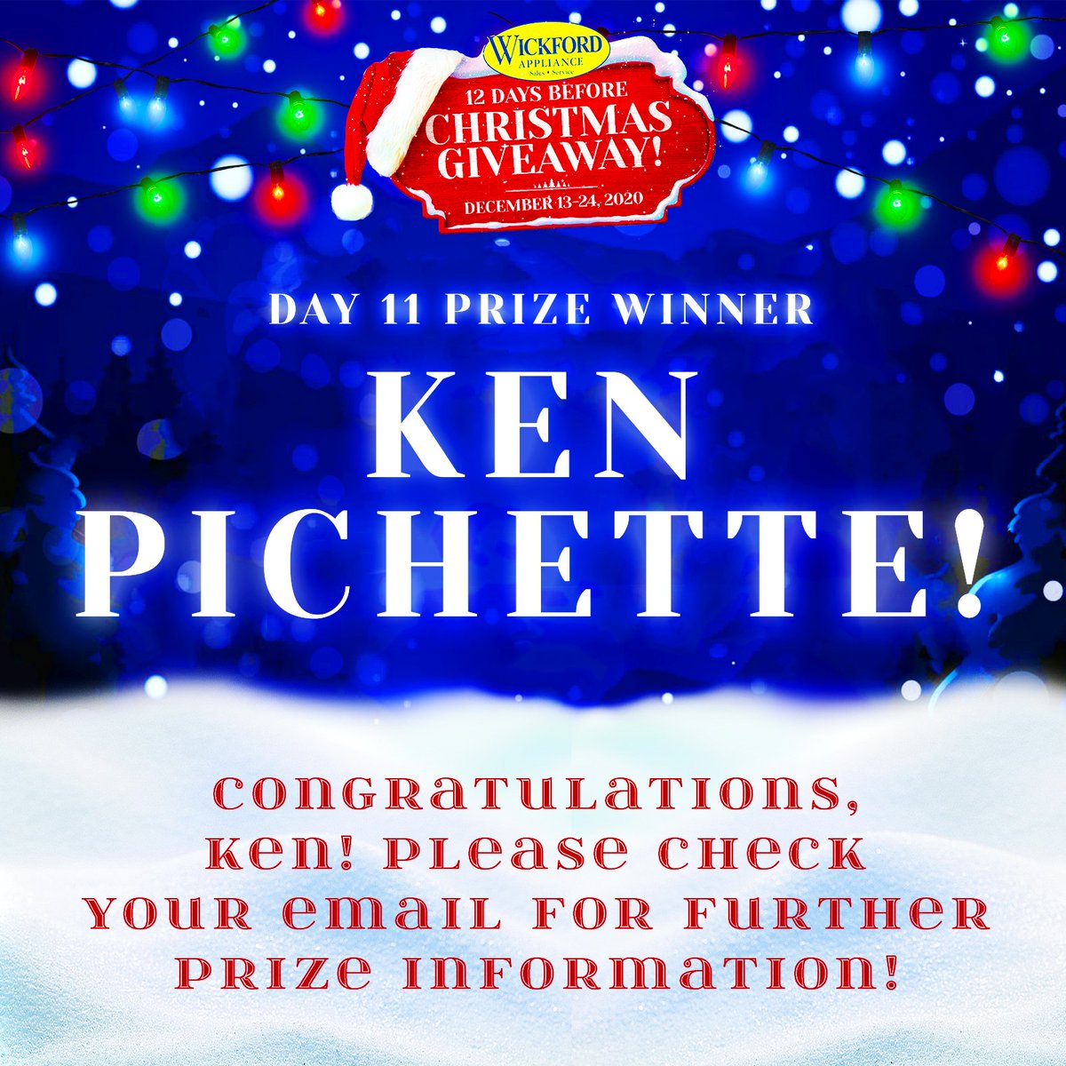 Congratulations, Ken Pichette of Manville! — YOU are the Day 11 WINNER of our "12 Days Before Christmas" Giveaway and just WON a Café ENERGY STAR® Smart 4-Door French-Door Refrigerator in Matte White! 🎁 We wish you and your family a very happy &amp; healthy Holiday season, Ken!