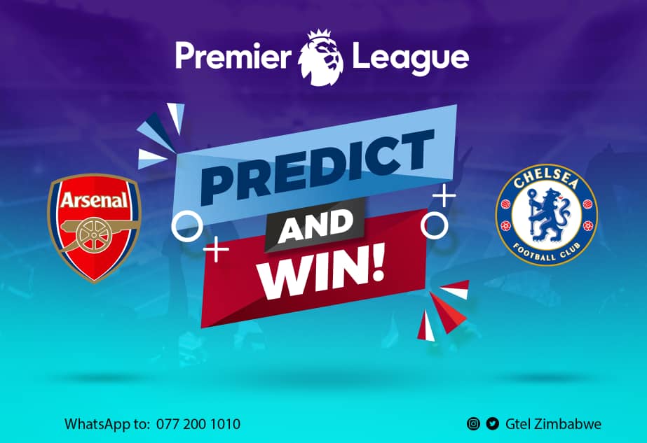 GTel Zimbabwe (@gtelzimbabwe) on Twitter photo Arsenal vs Chelsea! Predict Correctly & stand a chance to WIN a Gtel Hamper! 2 Winners with correct prediction to be chosen RANDOMLY!
1. Follow
<a href="/GtelZimbabwe/">GTel Zimbabwe</a>
2. Heart suit & Retweet tweet
3. Comment with your prediction. Qualifying entries should be posted by 1600hrs -26 Dec Arsenal vs Chelsea! Predict Correctly & stand a chance to WIN a Gtel Hamper! 2 Winners with correct prediction to be chosen RANDOMLY!
1. Follow
<a href="/GtelZimbabwe/">GTel Zimbabwe</a>
2. Heart suit & Retweet tweet
3. Comment with your prediction. Qualifying entries should be posted by 1600hrs -26 Dec