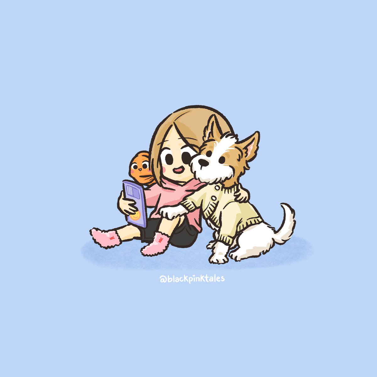 bleummy's tweet photo. a selca with joohwangie and hank ☺️🧡🐶

#HolidayWishesforROSÉ #ROSÉ #로제 @BLACKPINK https://t.co/MOH1ouqLvo