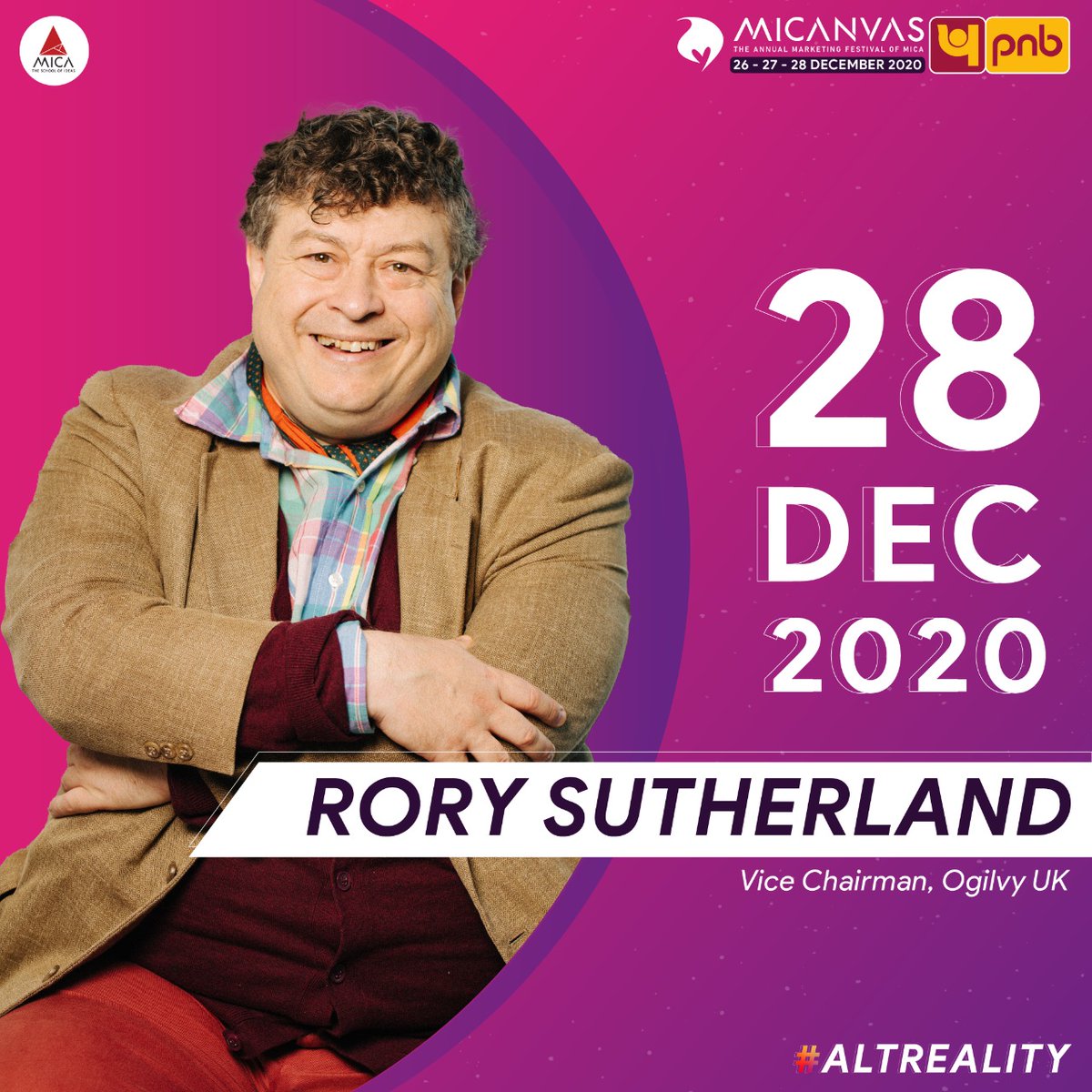 micanvas's tweet photo. Coming to you as the Vice Chairman of Ogilvy Group, UK and co-founder of behavioural science practice at O&amp;M, is Rory Sutherland. Tune in at Micanvas to hear him live! 
Click on https://t.co/rs8wjNUbtG to register now! 
#Micanvas20 #AltReality https://t.co/7pi4nxz30u