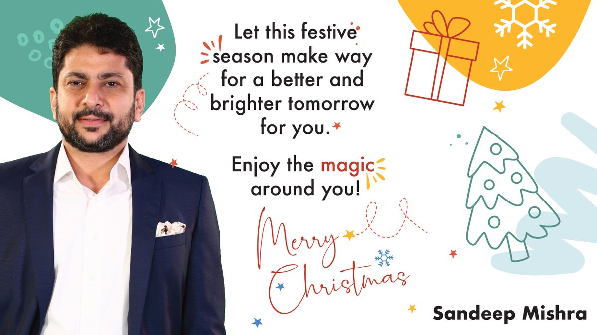 _SandeepMishra_'s tweet photo. Merry Christmas! May this blessed day bring you a lot of positive energy and unforgettable memories.   

Let this festive season make way for a better and brighter tomorrow for you. Enjoy the magic around you!  

#MerryChristmas https://t.co/Or5H0DWt1V