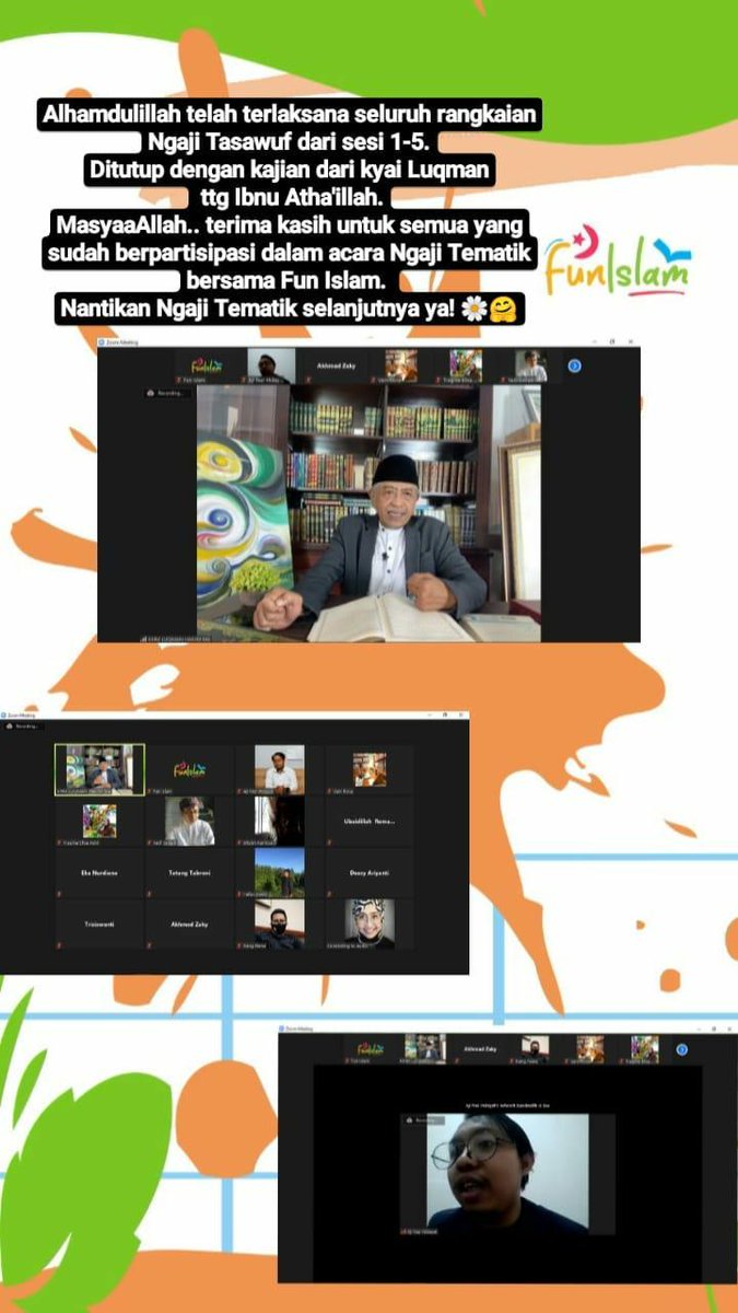 FunIslamID's tweet photo. Terima kasih kpd seluruh para pengisi Ngaji Tasawuf, smg para guru2 kita diberikan kesehatan &amp; keberkahan. Terima kasih kpd seluruh peserta yg sdh berpartisipasi dlm acara ini. Mohon maaf atas segala kekurangan yg trdpt dlm acara ini. Trs pantengin medsos #FunIslam ya🤗😍 https://t.co/tTqcDbykRK