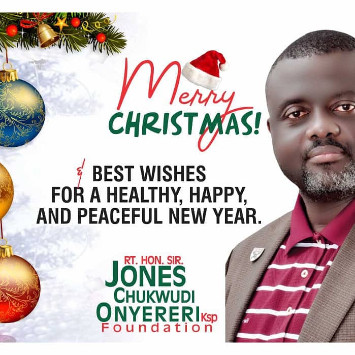 RtHonJones's tweet photo. Merry Christmas To You All.

From All Of Us @ Rt. Hon. Sir Jones Onyereri KSP Foundation

Merry Christmas And A Prosperous New Year!

Udo Diri Unu

@dino_melaye @instablog9ja @EmekaIhedioha @GovWike @NigeriaNewsdesk @ProfOsinbajo @AIT_Online https://t.co/RZiA0sNCQZ