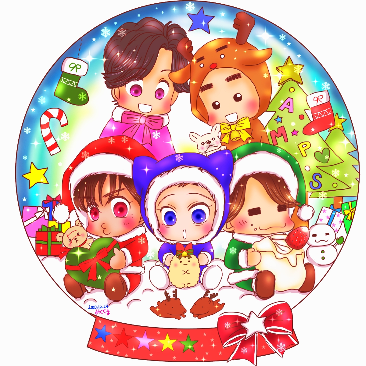 「メリー X'smap!!?
素敵なクリスマスを✨

 #クリスマス 
 #メリー」|みくくま📎(:3冫 ﾉ)ﾉのイラスト