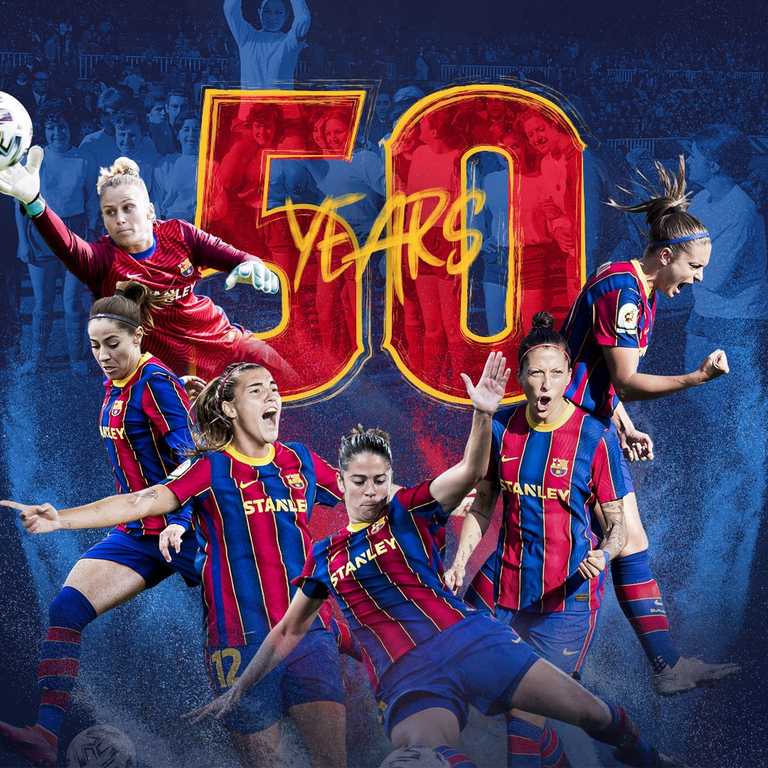 FCBarcelona's tweet photo. 🙏 50 years of Women’s football, 50 years of Barça!

💙❤️ CONGRATS, @FCBfemeni! 💙❤️ https://t.co/juUKaH5s8L