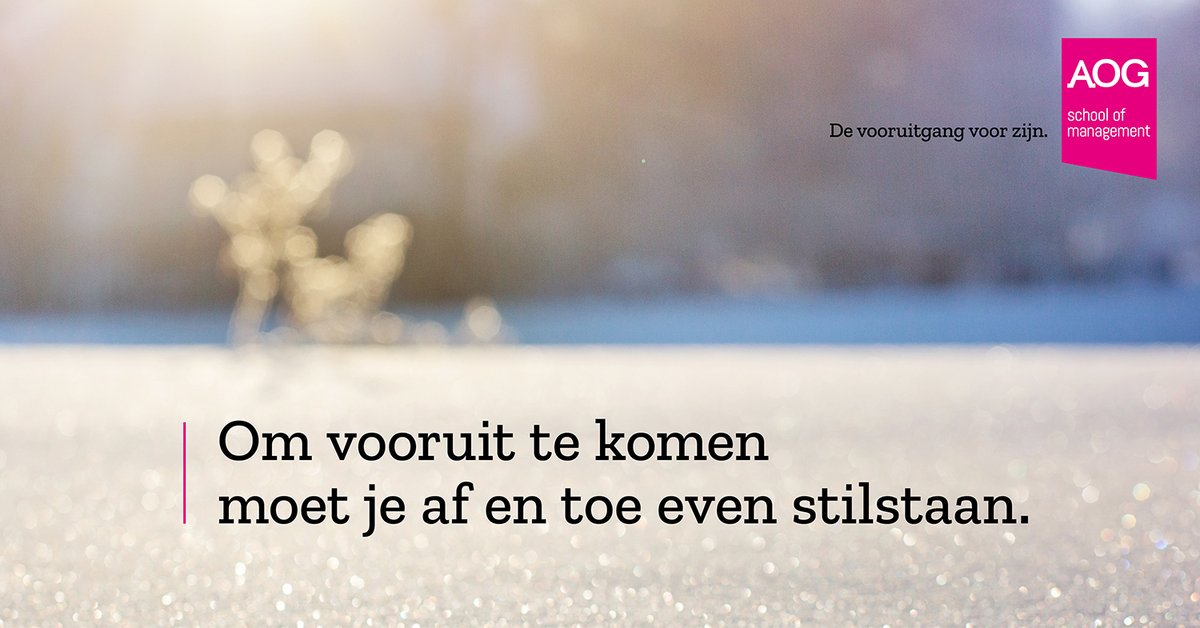 Wij gaan even stilstaan in de vorm van kerstvakantie van 25 december tot en met 3 januari. 
Vanaf 4 januari 2021 staan we je weer heel graag te woord. 
    
Wij wensen jullie hele fijne feestdagen toe en een voorspoedig 2021. 
  
Team AOG School of Management