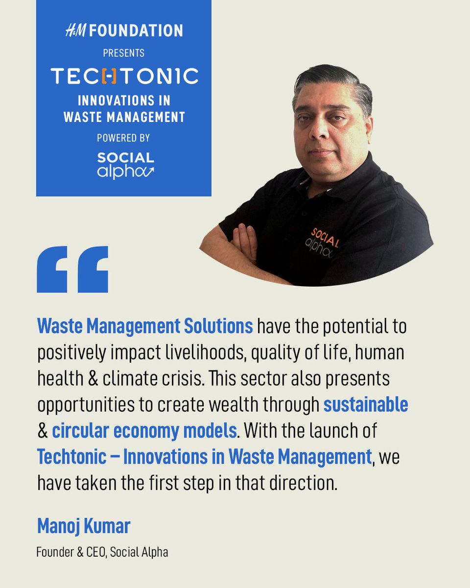 .<a href="/Manoj_Malgharia/">Manoj</a>, Founder &amp; CEO, Social Alpha highlights the need to nurture entrepreneurship to create social, economic &amp; environmental impact – that represents a unique triple bottom-line paradigm. 

Apply for Techtonic-Innovations in Waste Management bit.ly/3gOGZxp
