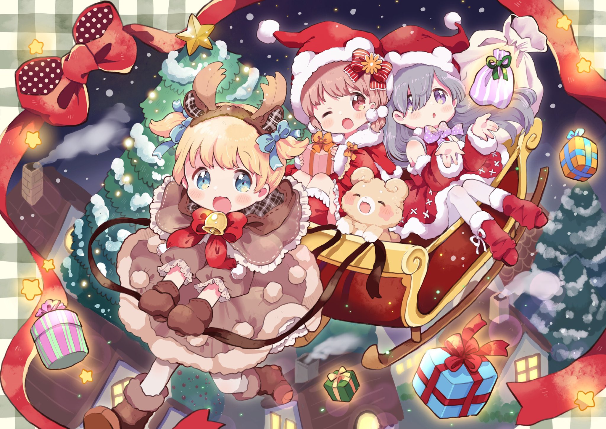 もかろーる かわいい洋服の描き方 お知らせ くまのこべあーずさん Kmn Bears のクリスマス新譜のイラストを担当させていただきました キラキラであまーいクリスマス曲 とっても可愛いのでたくさんの方に聴いていただきたいです Boothで販売