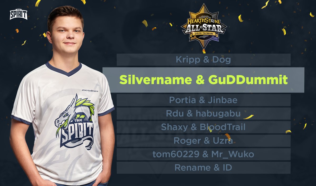Team__Spirit's tweet photo. Any plans for the weekend?
We’re hoping they involve watching @SilverNameHS play together with Guddummit at 2020 Hearthstone All-Star Invitational Battlegrounds!
First game is starting at 7:00 CET, don’t be late!
#SpiritHS #Hearthstone https://t.co/xFCBFxhvPN