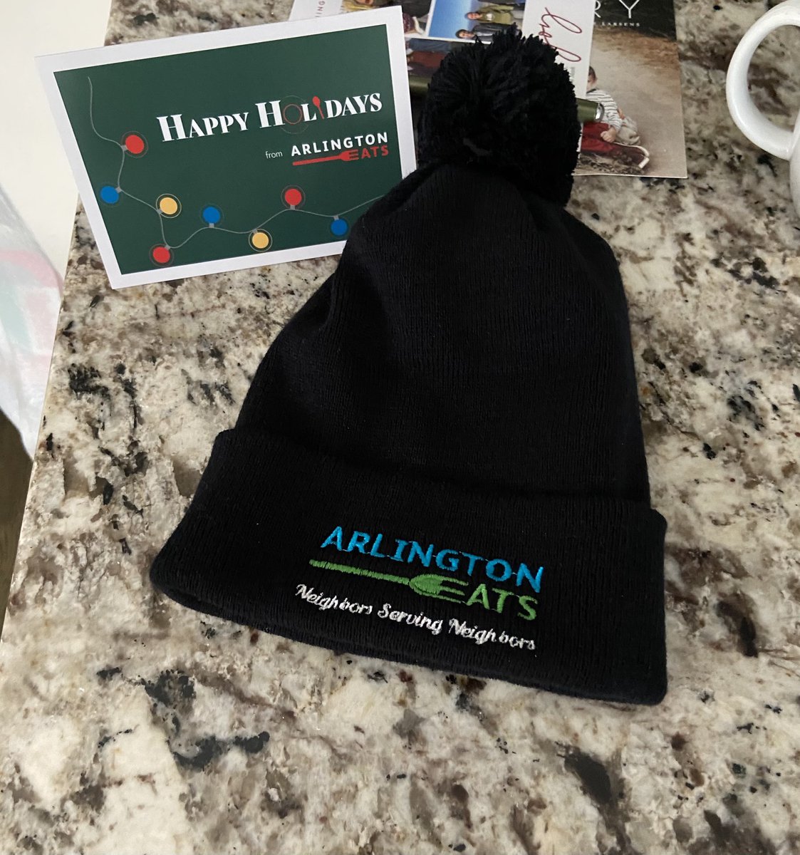 johnhurd44's tweet photo. I’ll be happy to rock this hat this winter!  Thanks ⁦@ArlingtonEATS⁩ for keeping people safe during these difficult times! https://t.co/ZGjmYyp6aM