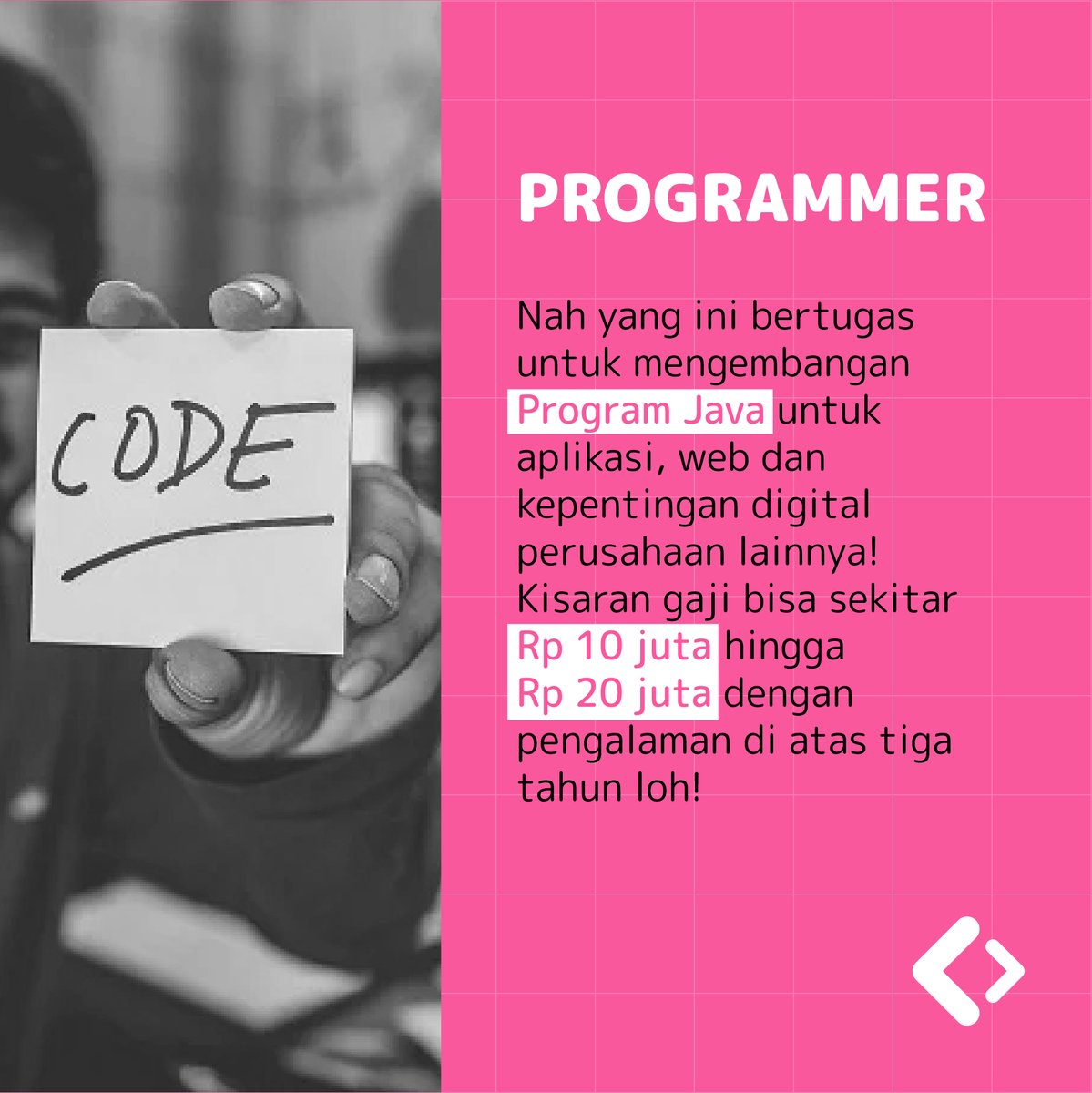 girlskodeid's tweet photo. Tapi kan IT luas banget, jadi juga bisa beda-beda tiap profesi. Nih kita kasih bocorannya dikit deh! 

#GirlsKode #KodeTheFuture
#programmerindonesia #pemrograman #programmer #teknikinformatika #javascript #programming #sisteminformasi #developer #pemrogramanweb #gaji https://t.co/PLlC1BhZt1