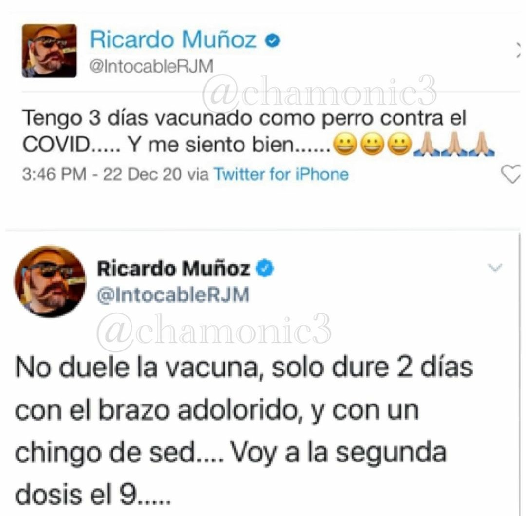 idgruperaofi's tweet photo. #IDGPatrones Afortunado!! RICARDO MUÑOZ de @IntocableRJM asegura que ya se vacunó contra el COVID19, que se siente bien y que va por la segunda dosis!!! https://t.co/5sICIER5D0
